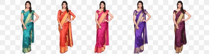 Sari Silk Cotton Female Navel, PNG, 2500x658px, Sari, Color, Cotton, Female, Green Download Free