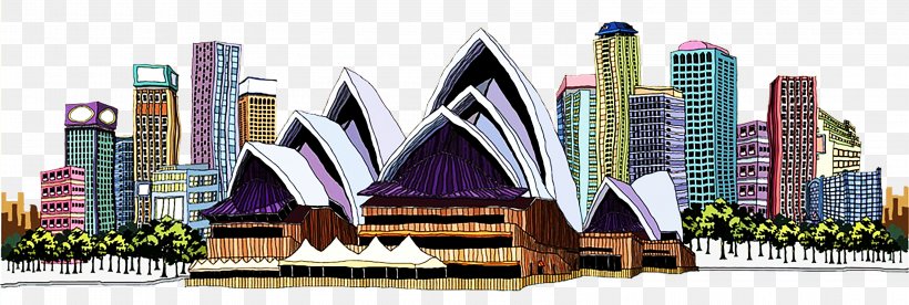 Sydney Opera House Drawing Painting Illustration, PNG, 3200x1080px, Sydney Opera House, Building, City, Commercial Building, Condominium Download Free