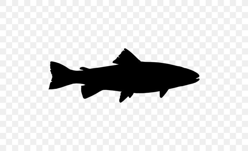 Brook Trout Silhouette Brown Trout, PNG, 500x500px, Trout, Aircraft, Airplane, Black And White, Brook Trout Download Free