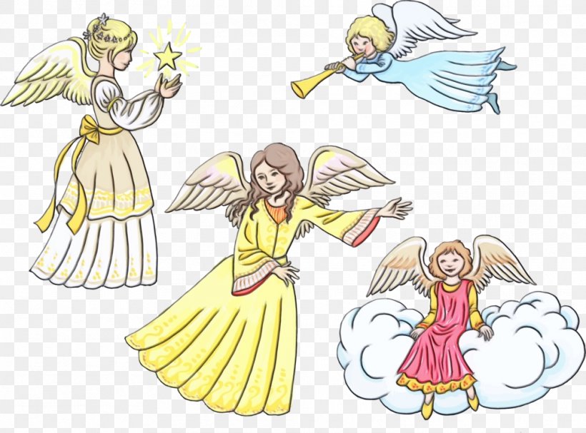 Watercolor Drawing, PNG, 1012x750px, Watercolor, Angel, Cartoon, Costume Design, Drawing Download Free
