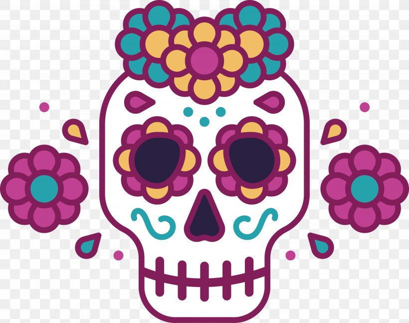 Mexican Elements, PNG, 3000x2374px, Mexican Elements, Day Of The Dead, Flat Design, Skull Clown Download Free