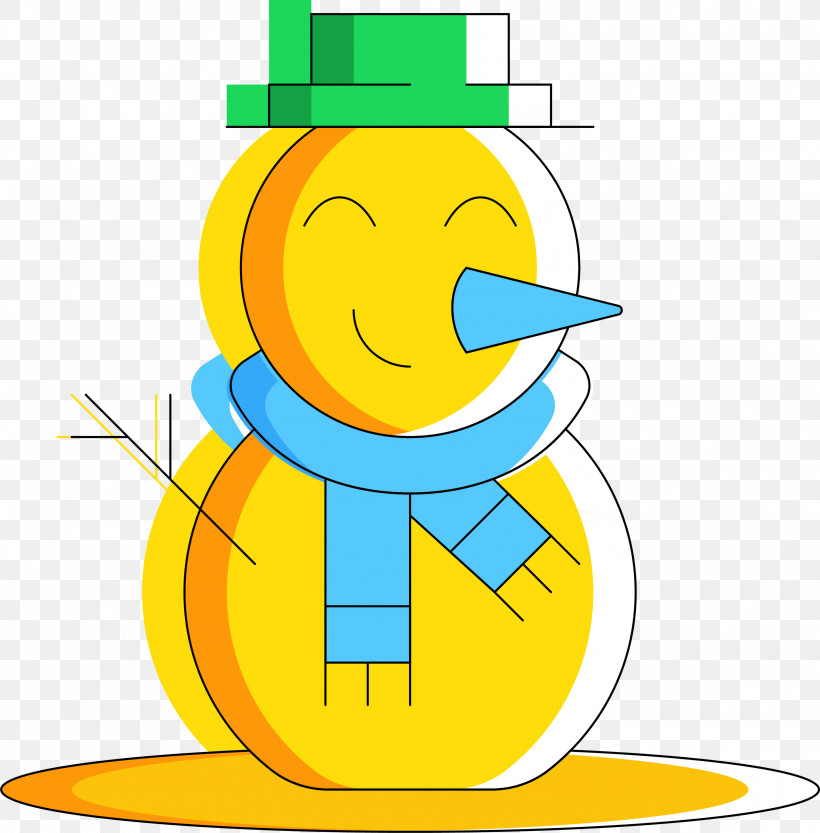 Snowman, PNG, 2953x3000px, Snowman, Cartoon, Line, Smile, Yellow Download Free