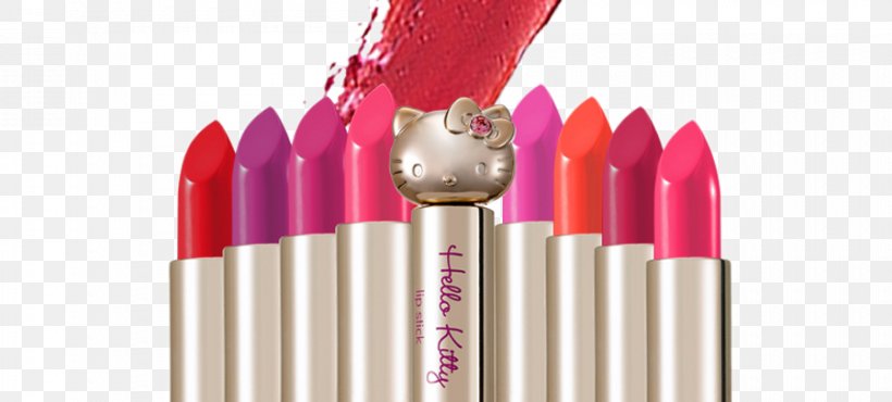 Hello Kitty Lipstick Cat Lip Gloss, PNG, 900x407px, Watercolor, Cartoon, Flower, Frame, Heart Download Free