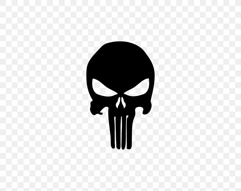 Punisher Stencil Human Skull Symbolism Deadpool Decal, PNG, 650x650px, Punisher, Black And White, Bone, Bumper Sticker, Crossbones Download Free