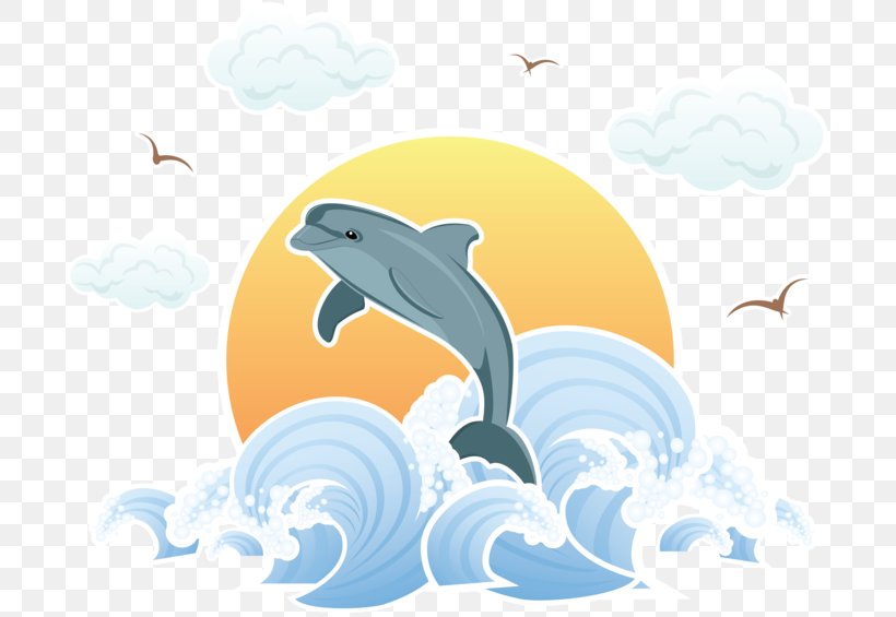 Dolphin Wind Wave Sea, PNG, 700x565px, Dolphin, Beach, Cartoon, Cetacea, Cloud Download Free