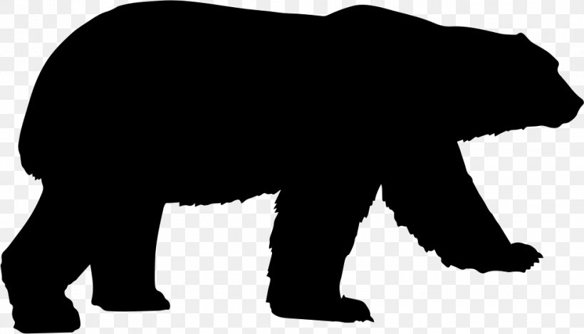 Grizzly Bear Silhouette American Black Bear Clip Art, PNG, 981x562px, Grizzly Bear, American Black Bear, Bear, Black, Black And White Download Free