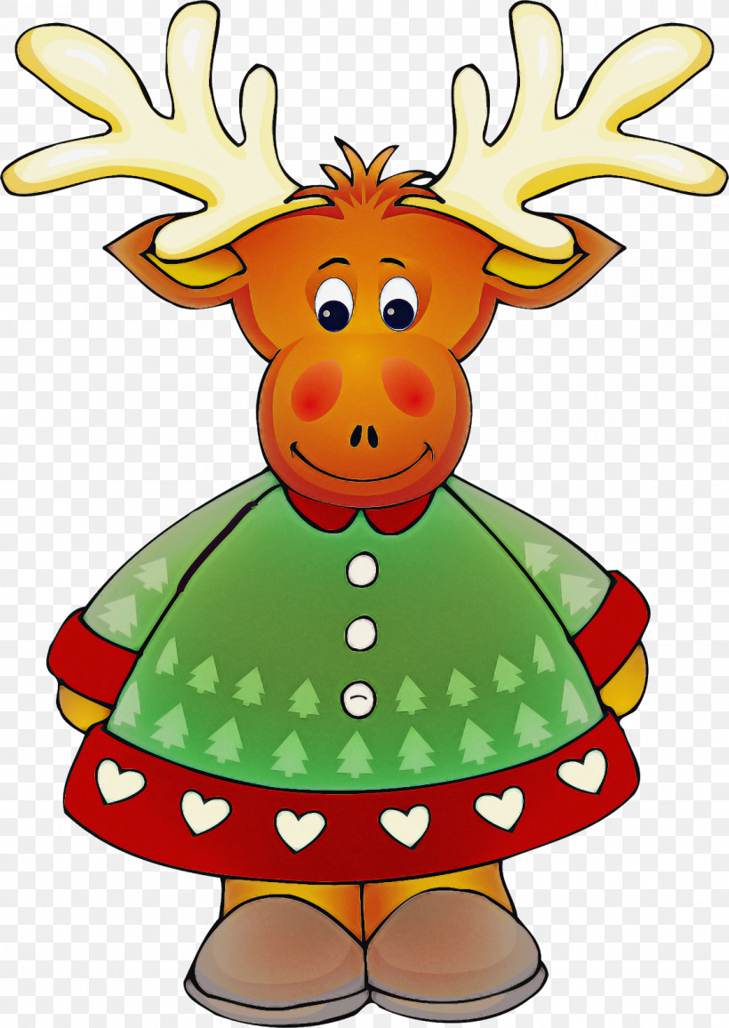 Reindeer, PNG, 1134x1600px, Cartoon, Christmas, Deer, Reindeer Download Free