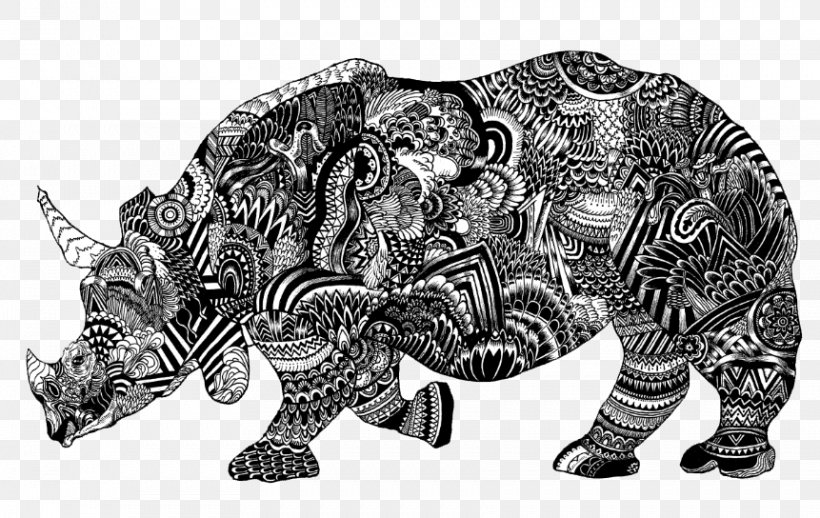 Rhinoceros Black And White Visual Arts Illustration, PNG, 861x544px, Rhinoceros, Art, Black And White, Creative Work, Creativity Download Free