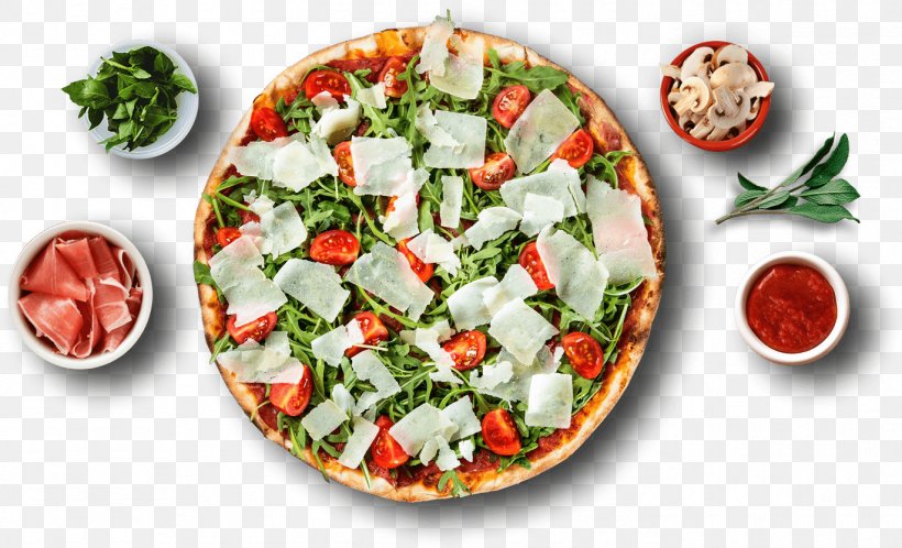 Pizza Vegetarian Cuisine Food Salad Garnish, PNG, 1371x834px, Pizza, Appetizer, Cuisine, Dish, European Food Download Free