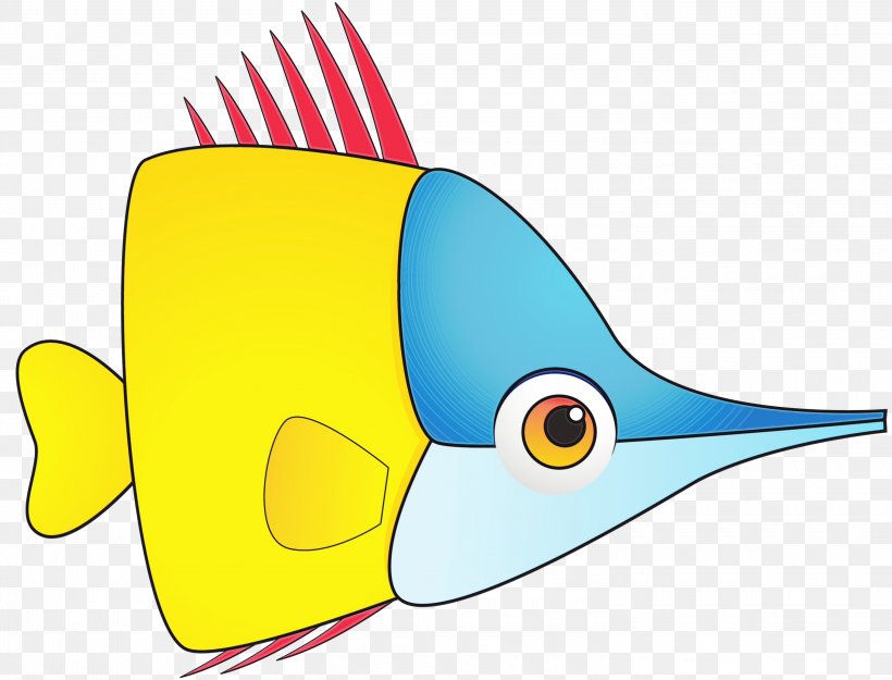 Fish Cartoon Clip Art Fish Butterflyfish, PNG, 3000x2288px, Watercolor, Beak, Butterflyfish, Cartoon, Fin Download Free