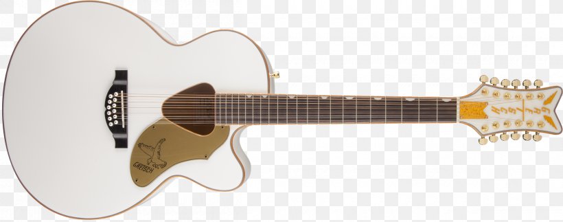 Twelve-string Guitar Gretsch White Falcon Acoustic-electric Guitar, PNG, 2400x947px, Watercolor, Cartoon, Flower, Frame, Heart Download Free