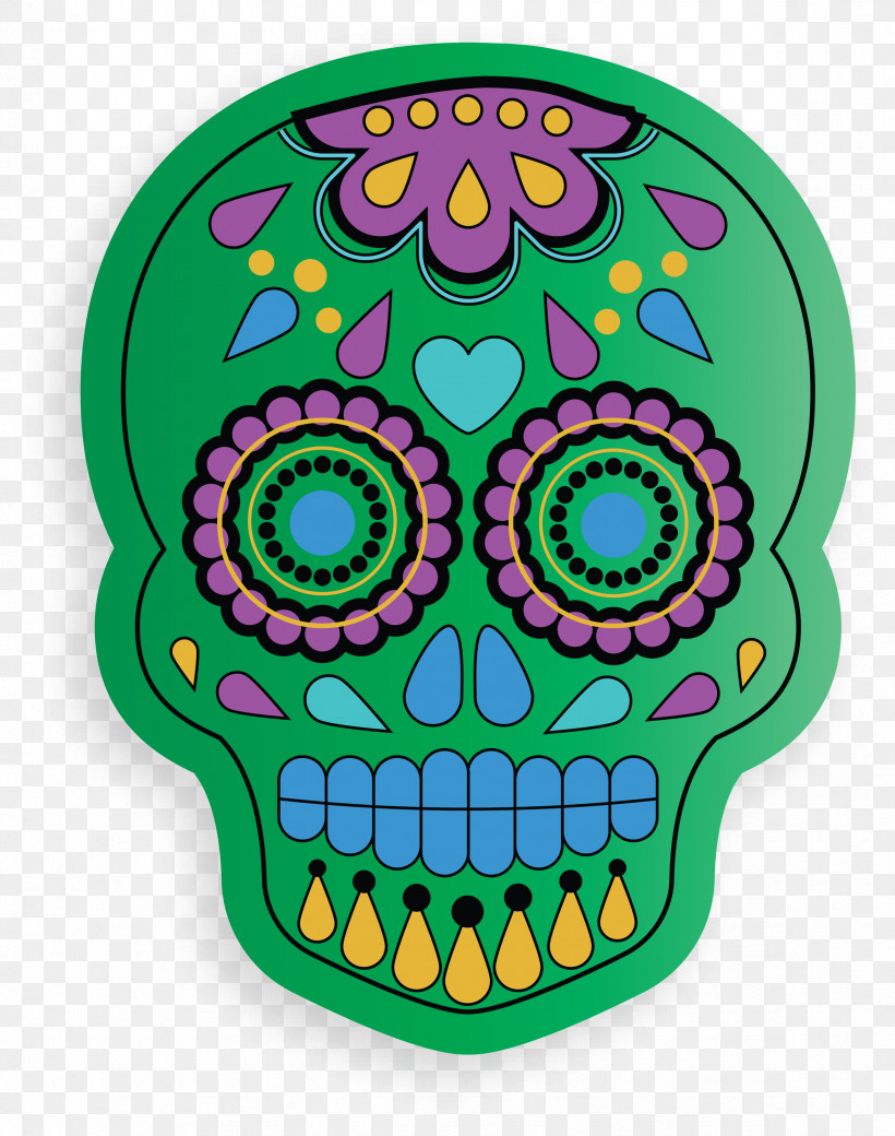 Skull Mexico, PNG, 2365x3000px, Skull, Green, Mexico Download Free