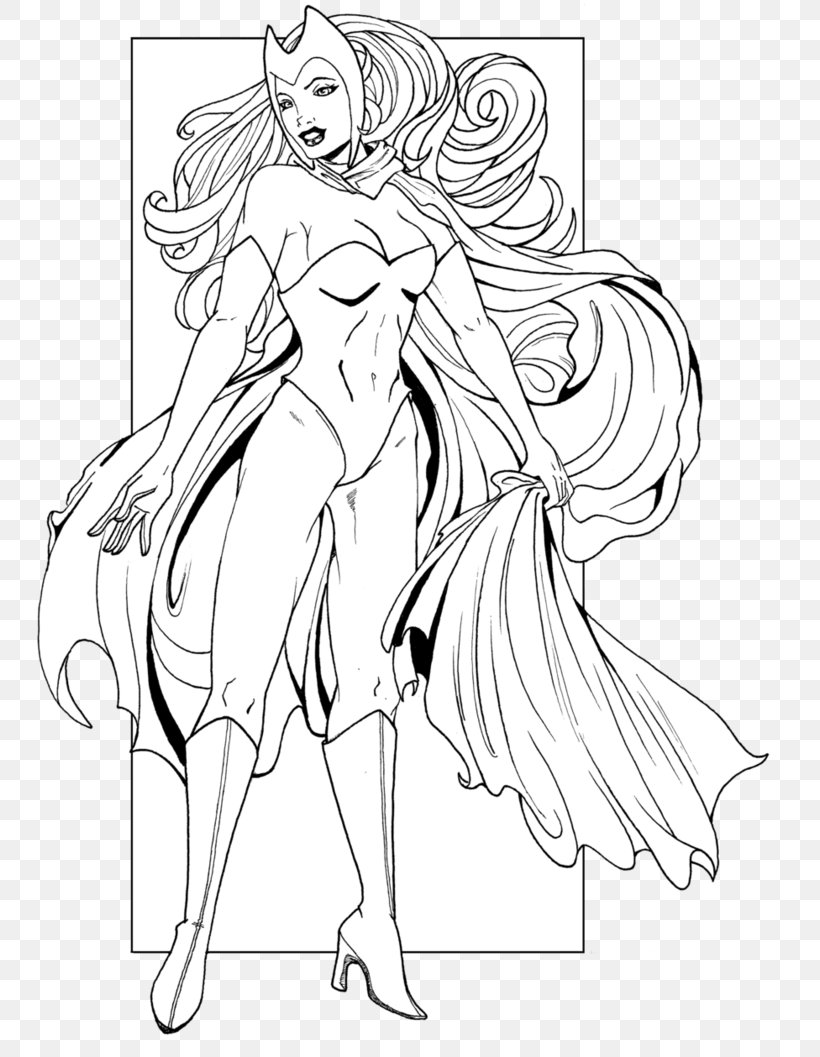 Wanda Maximoff Line Art Black And White Quicksilver Coloring Book, PNG ...