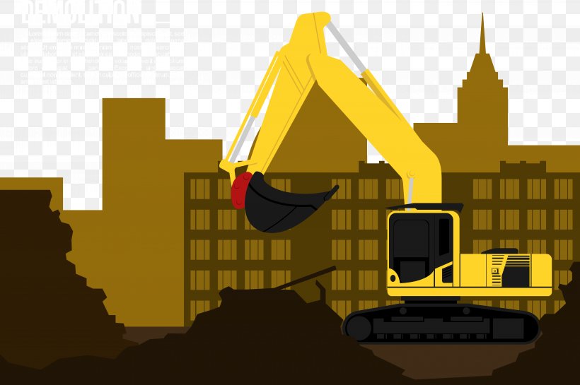 Illustration, PNG, 5833x3881px, Demolition, Architectural Engineering, Brand, Building, Excavator Download Free