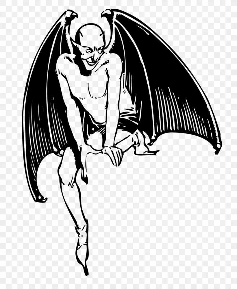 Devil Demon Sign Of The Horns Clip Art, PNG, 958x1167px, Devil, Angel, Art, Bat, Black And White Download Free