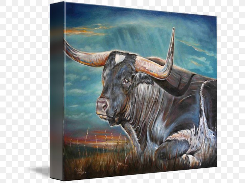 Texas Longhorn American Frontier Picture Frames Painting Art, PNG, 650x613px, Texas Longhorn, American Frontier, Art, Bull, Cattle Like Mammal Download Free