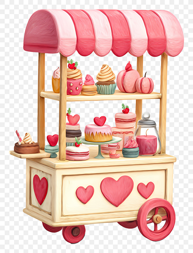 Cute Pink Pastry Cart PNG