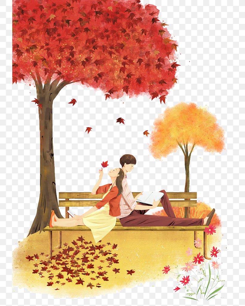 Couple Wallpaper, PNG, 737x1024px, Couple, Art, Autumn, Book, Branch Download Free