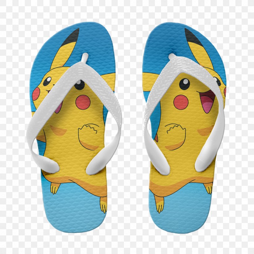 Flip-flops Pikachu Pokemon Black & White Pokémon T-shirt, PNG, 1000x1000px, Watercolor, Cartoon, Flower, Frame, Heart Download Free