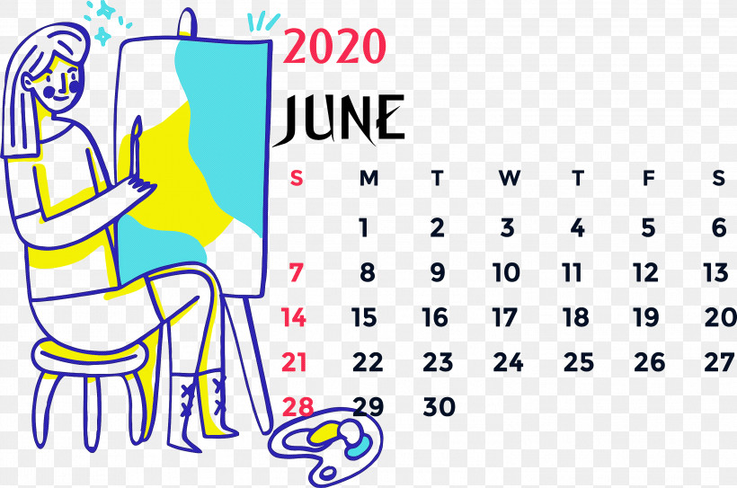 June 2020 Printable Calendar June 2020 Calendar 2020 Calendar, PNG, 2999x1989px, 2019, 2020 Calendar, June 2020 Printable Calendar, Almanac, Calendar Date Download Free