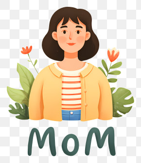Mom Portrait With Flowers PNG