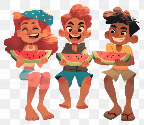 Children Eating Watermelon - Kids Enjoying Watermelon In Summer PNG