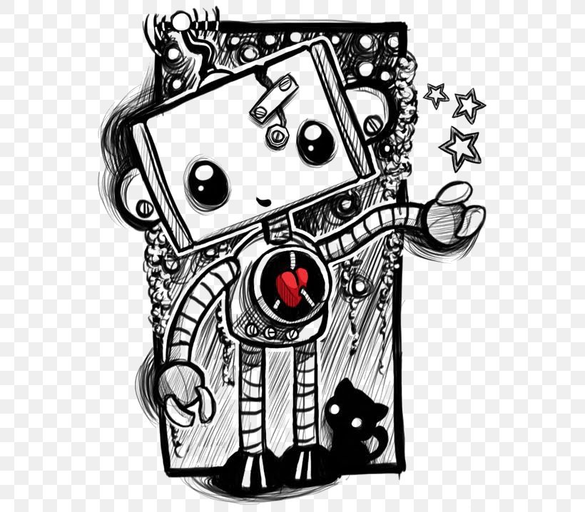 Draw Gothic Robot Drawing Art Illustration, PNG, 563x718px, Draw Gothic, Art, Black And White, Cartoon, Creativity Download Free