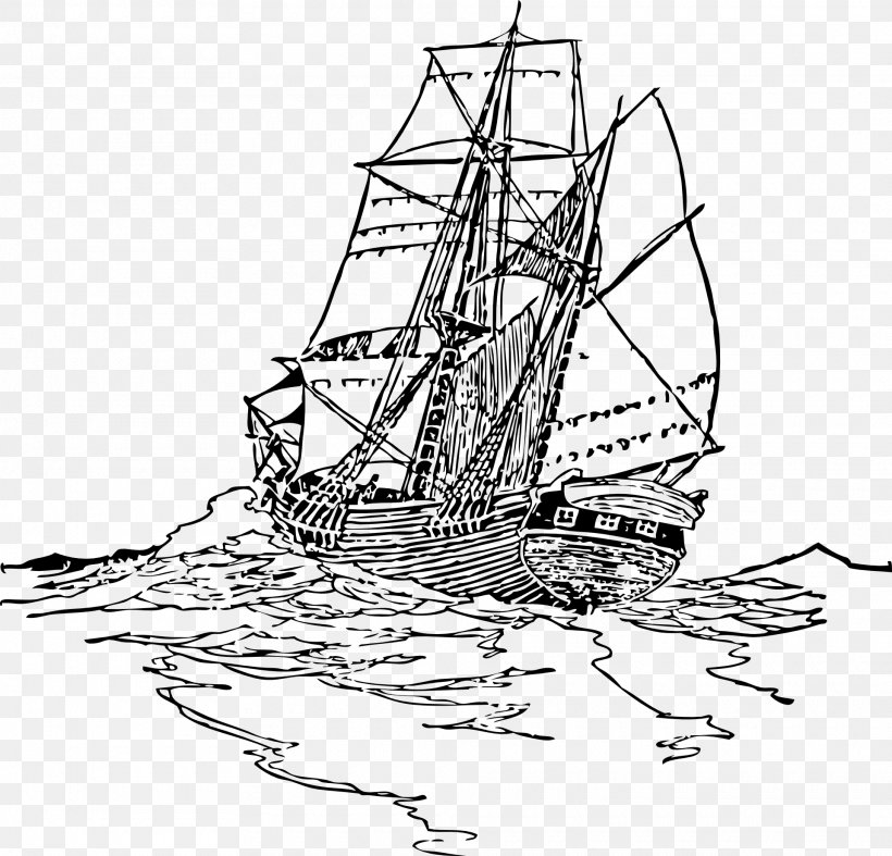 Brigantine Barque Ketch Sailing Ship, PNG, 1920x1844px, Brigantine, Artwork, Baltimore Clipper, Barque, Black And White Download Free