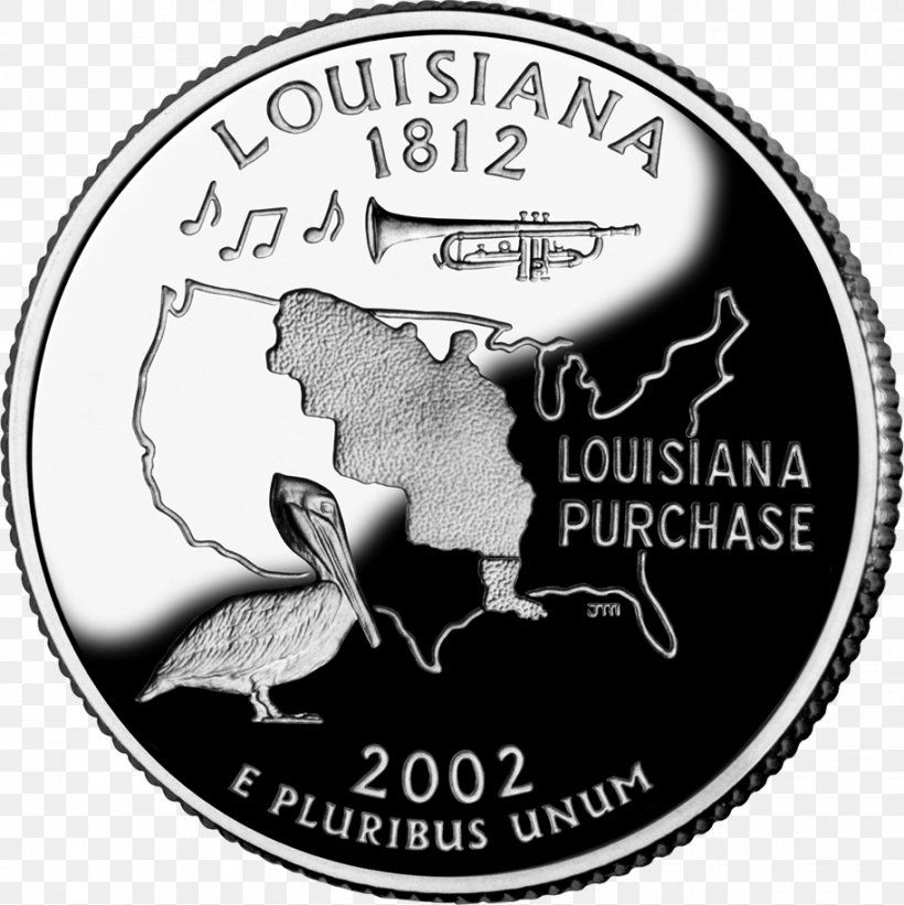 Louisiana 50 State Quarters United States Mint Coin, PNG, 914x916px, 50 State Quarters, Louisiana, Black And White, Brand, Coin Download Free