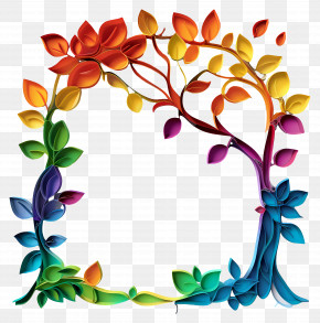 Paper Cut - Colorful Tree With Leaves PNG