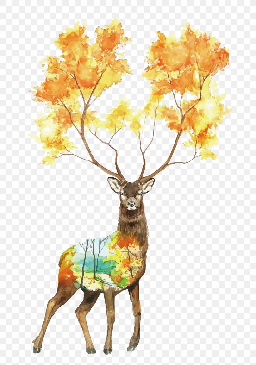 Deer Autumn, PNG, 1500x2135px, Deer, Antler, Art, Autumn, Branch Download Free
