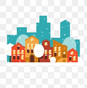Winter Town Street - Winter Illustration PNG
