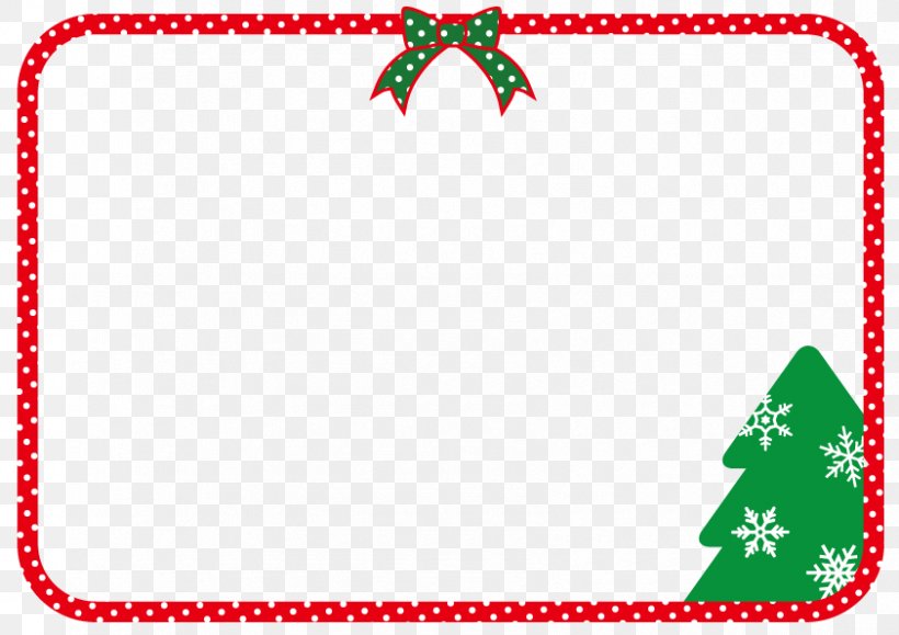 Christmas Frame With Ribbon And Christmas Tree., PNG, 842x595px, Christmas Ornament, Area, Border, Christmas, Christmas Day Download Free