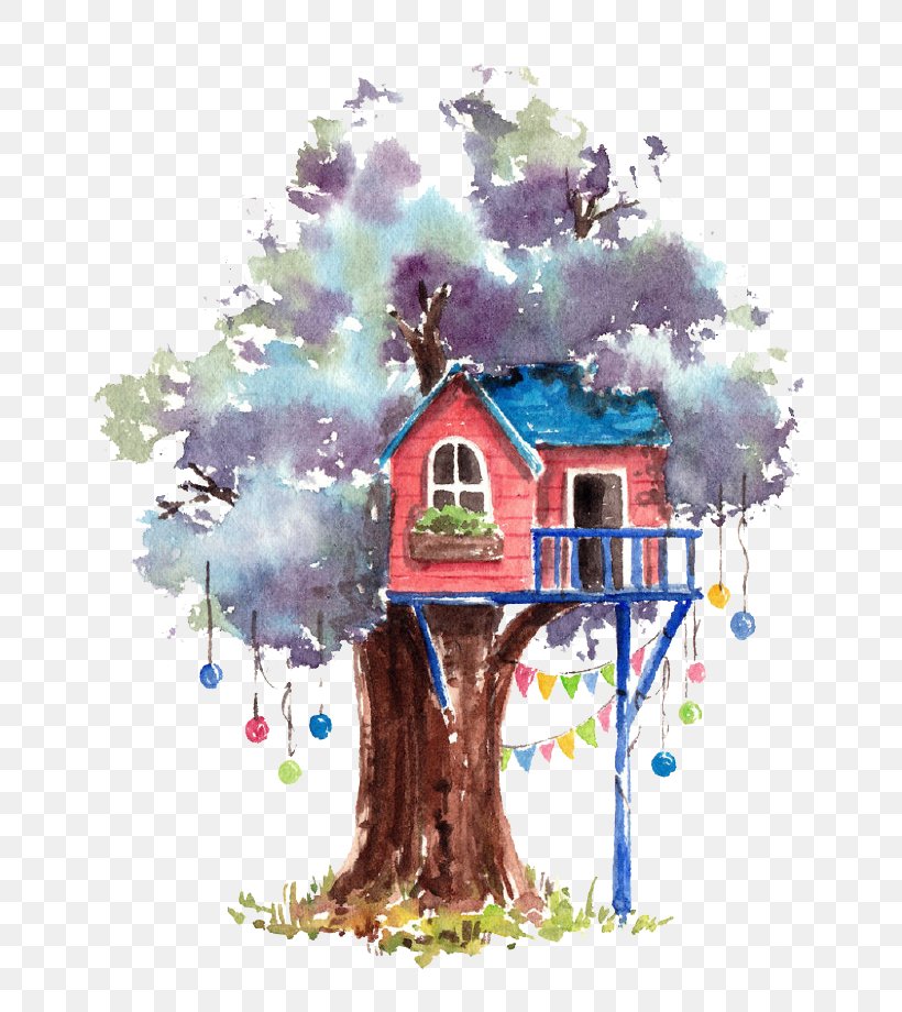 Watercolor Painting Tree House, PNG, 690x920px, Watercolor Painting, Art, Branch, Creative Arts, Drawing Download Free