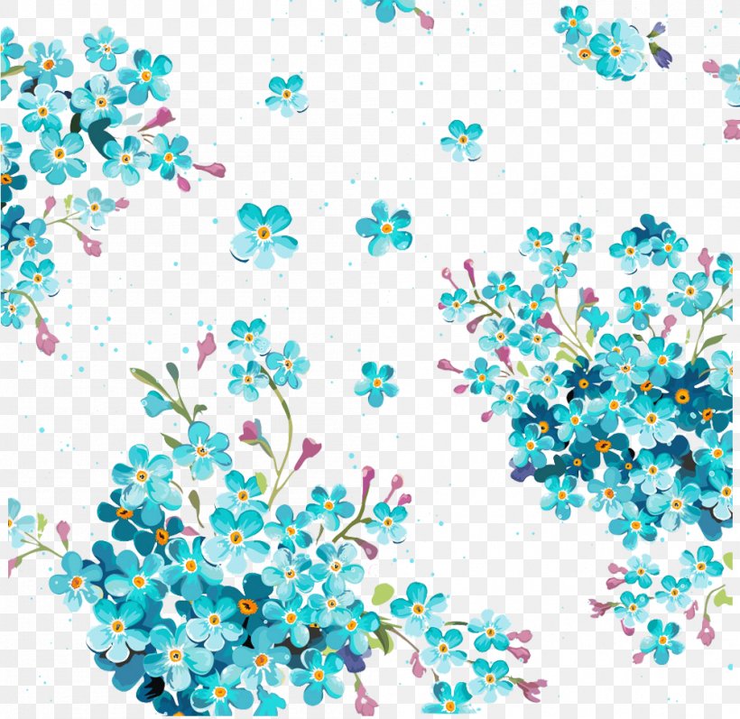 Flower Blue Wallpaper, PNG, 999x971px, Flower, Blue, Branch, Flora, Floral Design Download Free