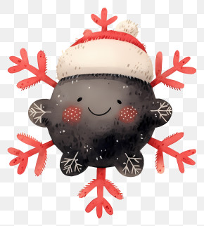 Smiling Snowflake - Happy Snowflake Character PNG