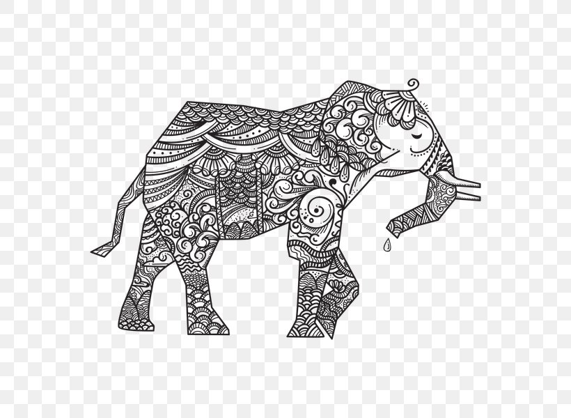 Indian Elephant African Elephant Drawing, PNG, 600x600px, Indian Elephant, African Elephant, Art, Big Cats, Black And White Download Free