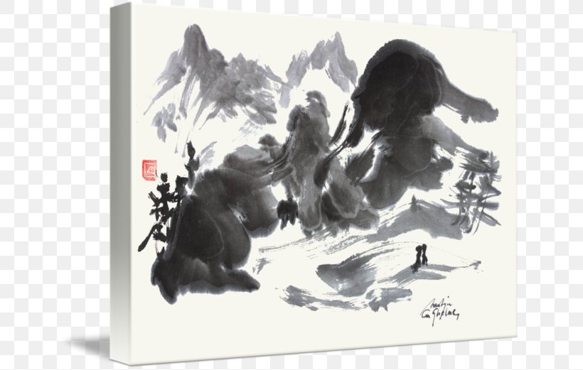 Landscape Painting Japan Kitten Drawing, PNG, 650x521px, Painting, Art, Artwork, Black And White, Carnivoran Download Free