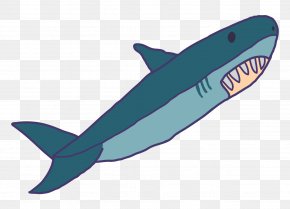 Ferocious Hand-painted Blue Cartoon Shark - Ferocious Sharks Porpoise Illustration PNG