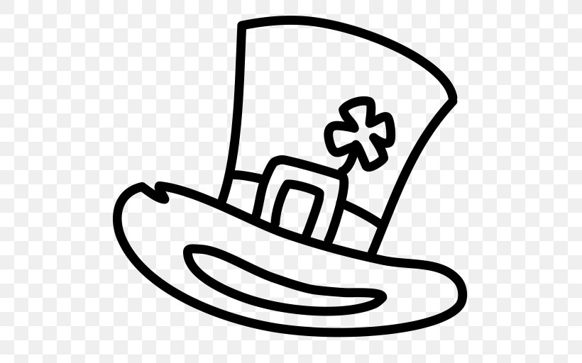 Leprechaun Shamrock Top Hat Clip Art, PNG, 512x512px, Leprechaun, Black And White, Clothing, Clover, Hat Download Free