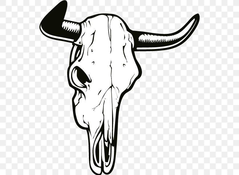 Cattle Drawing Skull Clip Art, PNG, 550x600px, Cattle, Art, Artwork, Black And White, Bone Download Free