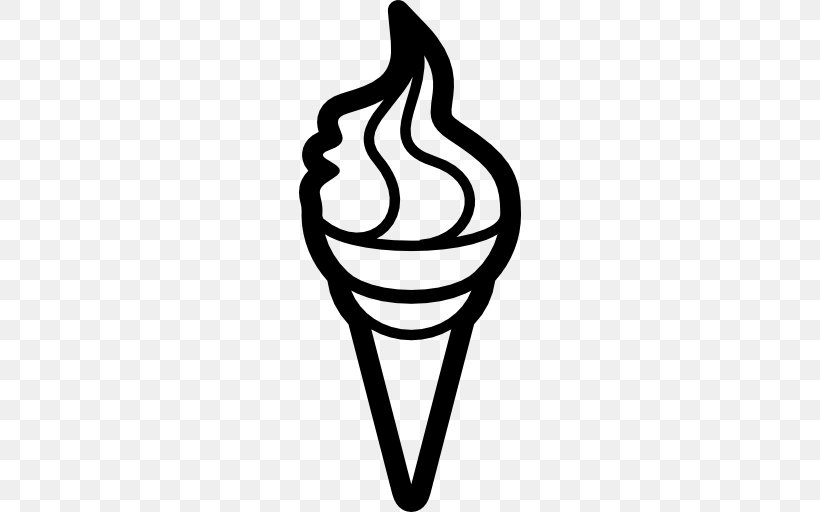 Ice Cream Cones Sundae, PNG, 512x512px, Ice Cream Cones, Black And White, Cone, Cream, Dessert Download Free