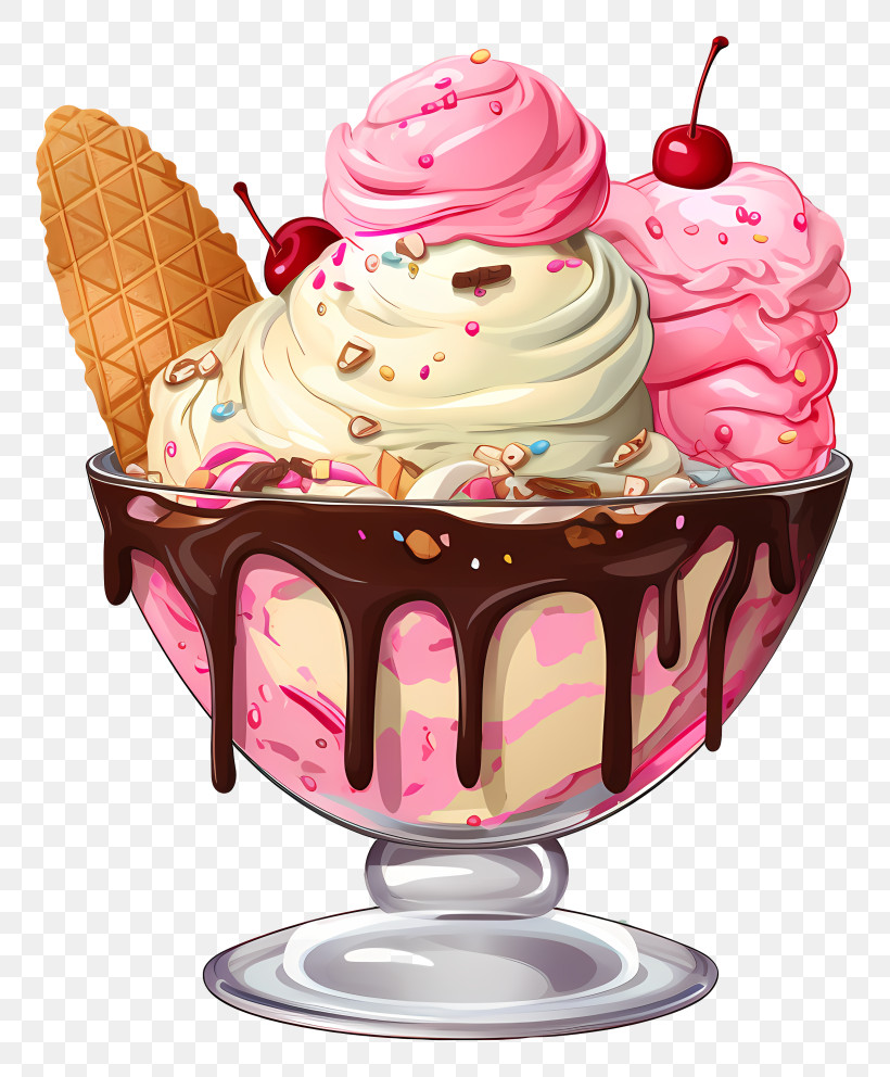 Realistic Ice Cream Bowl - Delicious Bowl Of Ice Cream With Toppings PNG