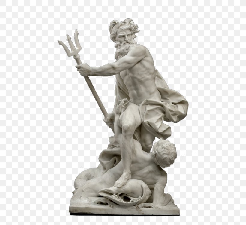 Statue Neptune Calming The Waves Classical Sculpture Figurine, PNG, 500x750px, Statue, Art, Artwork, Black And White, Bronze Download Free