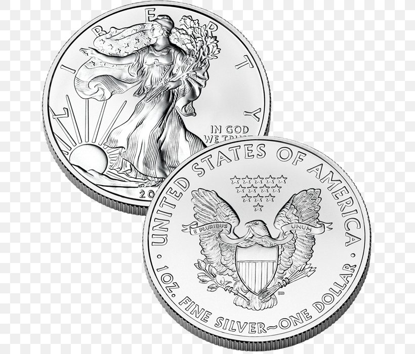 American Silver Eagle Silver Coin Bullion Coin Dollar Coin, PNG, 700x700px, American Silver Eagle, American Gold Eagle, Black And White, Bullion, Bullion Coin Download Free