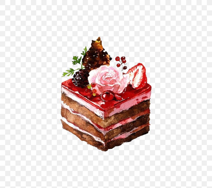Dessert Watercolor Painting Drawing Illustration, PNG, 558x726px, Dessert, Art, Cake, Chocolate Brownie, Chocolate Cake Download Free