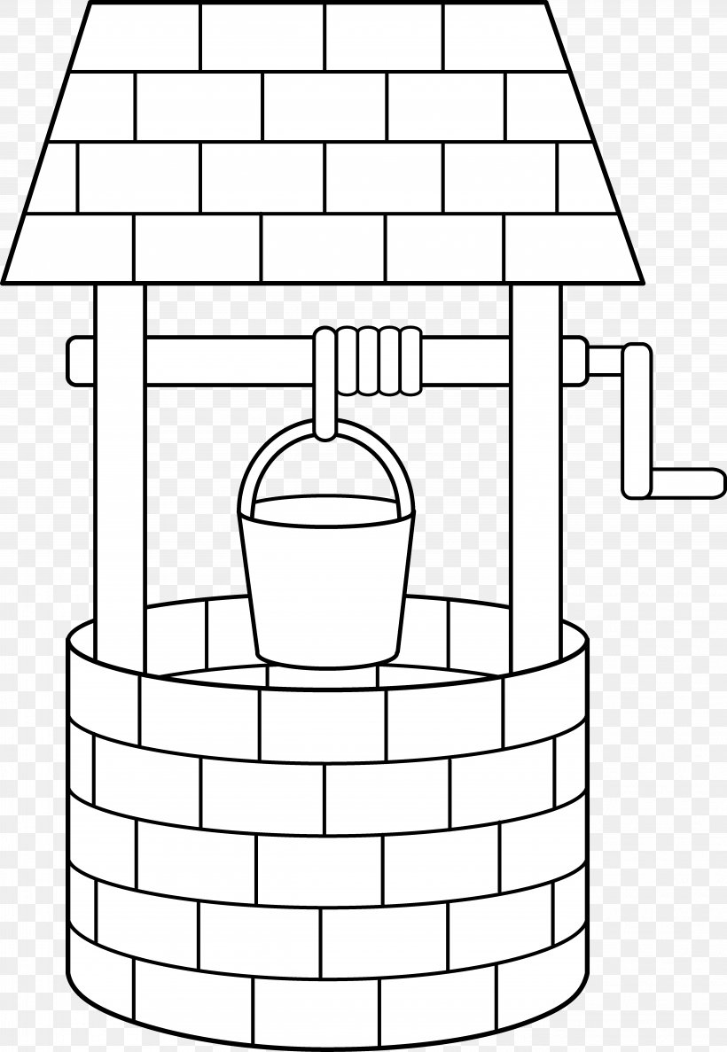 Wishing Well Water Well Clip Art, PNG, 5075x7350px, Wishing Well, Area, Black And White, Coloring Book, Drawing Download Free