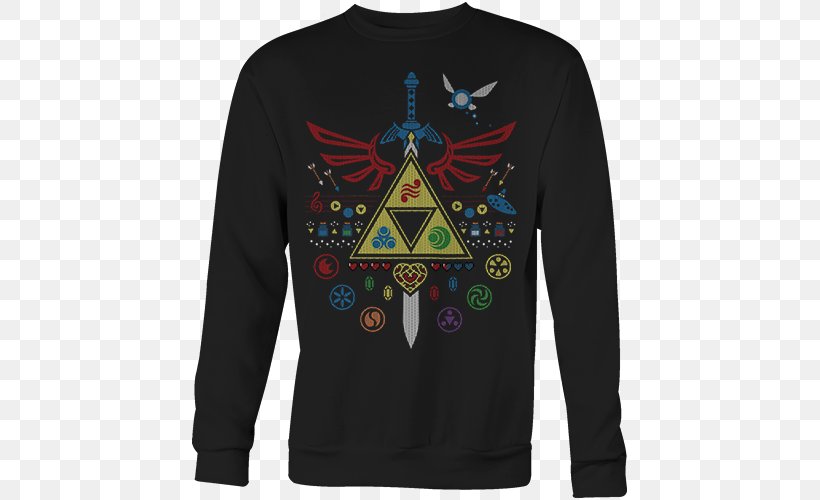 T-shirt The Legend Of Zelda: The Wind Waker The Legend Of Zelda: Majora's Mask The Legend Of Zelda: Breath Of The Wild Zelda: The Wand Of Gamelon, PNG, 500x500px, Tshirt, Bluza, Brand, Christmas Jumper, Hylian Download Free