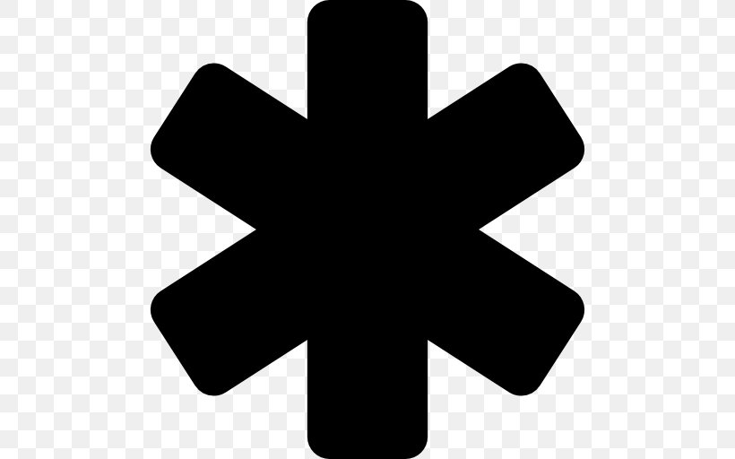 Asterisk Star Of Life Clip Art, PNG, 512x512px, Asterisk, Black And White, Character, Cross, Font Awesome Download Free