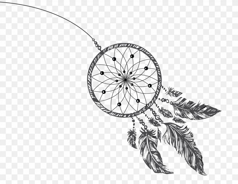 Feather Dreamcatcher Line Art Floral Design, PNG, 2048x1583px, Feather, Bird, Black And White, Body Jewelry, Catalog Download Free